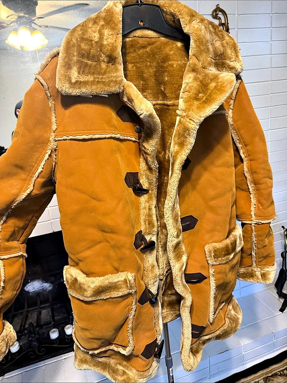 JC Shearling Trim Jacket Brown Size Medium Like New